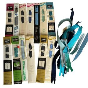 Vintage Blue Zippers LOT of 21 Various Styles & Sizes Arts Crafts Sew Seamstress